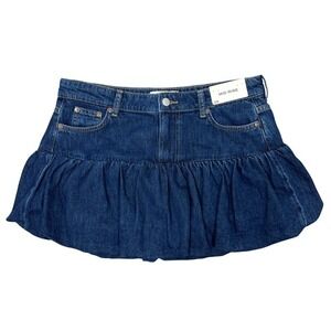 Abercrombie & Fitch Bubble Hem Denim Micro-Mini Jean Skirt 28" Dark Wash Y2K NEW